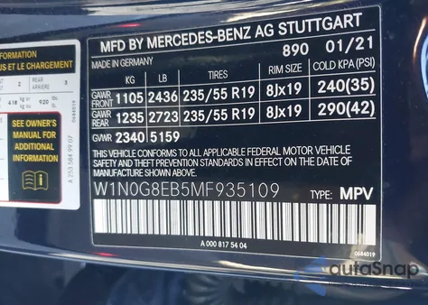 2021 Mercedes-Benz Glc 300 4Matic z USA, uszkodzony, nr VIN W1N0G8EB5MF935109